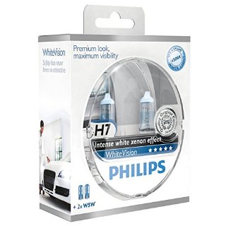 Philips 12972WHVSM White Vision Lampada Alogena H7, 12V, 60% di Luce in Più sulla Strada, 4300K