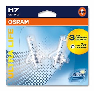 OSRAM ULTRA LIFE H7 Lampada alogena per proiettori  64210ULT-02B - lunga durata - in Blister doppio