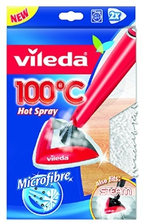 Vileda 146576 100°C Hot Spray Panno Ricambio in Microfibra Compatibile con i Lavapavimenti 100°C Hot Spray e Steam, 2 Pezzi