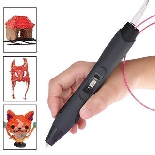 ccbetter 3D Pen, Penna Intelligent 3D, Penna-stampante 3D, con supporto di sicurezza, 2 confezioni di filamenti gratuiti, colore grigio e nero (Versione III)