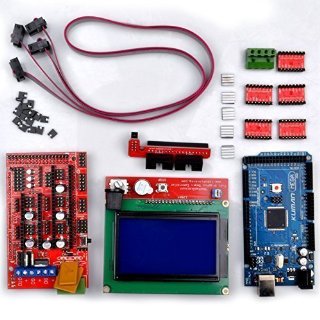 Kuman K17 3D Printer Controller Kit Mega 2560 R3 +RAMPS 1.4 + 5pcs A4988 Stepper Motor Driver with Heatsink + LCD 12864 Graphic Smart Display Controller with Adapter For Arduino RepRap