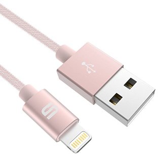 [Certificato Apple MFi] Syncwire Cavo Lightning a USB di Nylon intrecciato - 3.3 ft / 1m - Garanzia a Vita serie - per Apple iPhone SE / 6 / 6 Plus / 6S / 6S Plus / 5S / 5C / 5, iPad Air 2 Mini 3, iPod Touch Nano - Oro Rosa