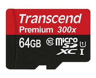 Transcend TS64GUSDU1E Scheda di memoria MicroSDXC Premium 300X, Class10 U1, 64 GB, 45 MB/s