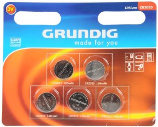 Grundig CR2025 - Batterie a bottone, confezione da 5