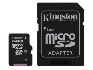 Kingston SDCX10/64GB Memoria MicroSDXC con Adattatore SD, 64 GB, Classe 10 UHS-I