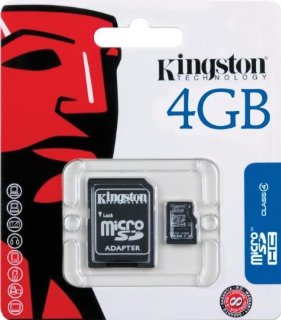 Kingston SDC4/4GB Memoria MicroSDHC con Adattatore SD, 4 GB, Class 4