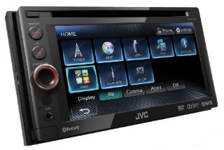 JVC KW-AV61BT Sintolettore Doppio DIN DVD/DivX/USB 1A, Bluetooth, Schermo da 6.1 Pollici, Compatibile iPod/iPhone, Nero