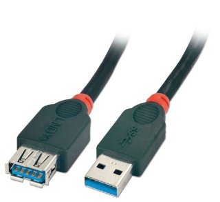 Lindy 31480 - Prolunga USB 3.0 Tipo A M/F 0,5m - Nera