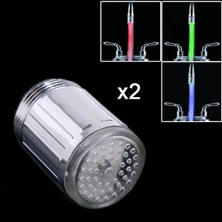 SODIAL (R) 2 Pz di 7 colori RGB cambia automatico LED del flusso dell'acqua rubinetto