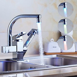 Auralum® Moderno 360 ° girevoli rubinetto della cucina lavandino rubinetto rubinetto con doccia estraibile a mano, di alta qualità rubinetto miscelatore monocomando cromato