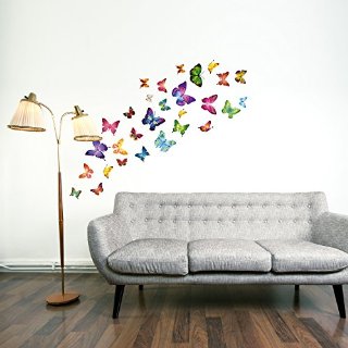 adesivi murali farfalla 21 singole farfalle vivacemente colorato per la camera dei bambini o stanza dei bambini
