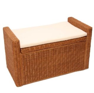 Baule cassapanca M92 rattan 44x88x51 con cuscino ~ color legno