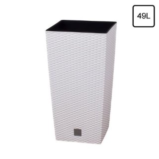 Vaso per piante Rato Square Simil Rattan 49L Largo 320 mm Con Inserto colore: Bianco