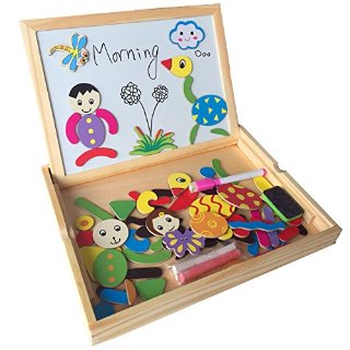 Fajiabao Fantastico Gioco in Legno Giocattolo di Puzzle con la Lavagna Magnetico per Bambini da 3 Anni in su di Apprendimento Precoce Educazione