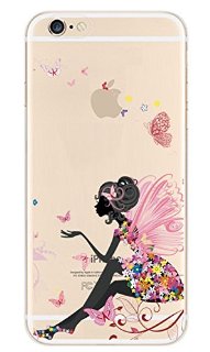 iPhone 5/5S Custodia Cover Case Bumper,iPhone 5/5S Cover TPU,iPhone 5/5S Custodia Trasparente,URFEDA Gel Belle Ringke Vantage Ultra Slim Light Gel Silicone TPU Transpartent Clear Morbido Soft Anti-Shock Rosa Fairy Girl Protettivo Corpeture Caso Cover per Apple iPhone 5/5S