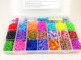 GadgetinBox™ - Bande Loom Kit fasce XL, insieme con 21 colori 4200 Loom Bandz e ganci, 100 Clips CRAFT KIT