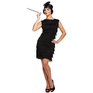 Costume Fancy Dress Flapper Girl Anni 30 (Nero)