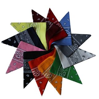 Pacco da 12 bandane colorate con motivo cachemire da usare come sciarpa e come fascia - Colori assortiti - Firmato Kurtzy TM