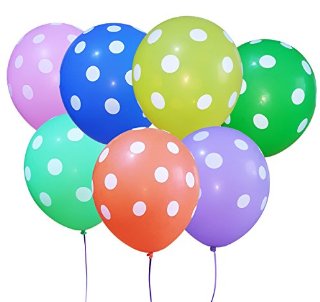 100 Palloncini Puntino dot Balloons Vivaci Colori Assortiti 30CM Pacco da 100,contenere 1 × sacchetto di immagazzinaggio + 2 × Rotoli di Tie nastri +1 × mini gonfiatore