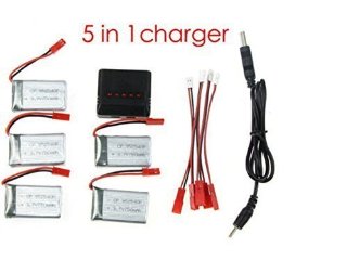 Yacool ® 5 pezzi di ricambio 3.7 v 750mAh batteria 5 in1 caricabatterie per RC Quadcopter Drone MJX X300C X 400 X 500 X 800