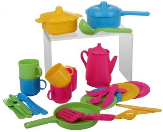 Haberkorn - Set da cucina per bambine, 30 pezzi (pentole e posate)