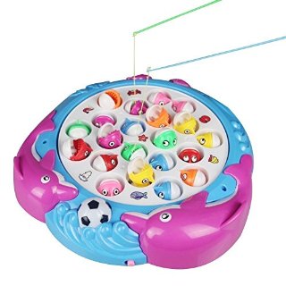 Fajiabao Giochi Musicali Gioco della Pesca Pesci con Canna e Luce Giocattoli Elettronici per Bambini da 3 Anni, Colore Casuale