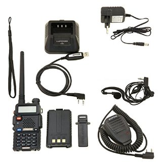 Baofeng UV-5R Talkie walkie / Walkie-talkie Interphone ricetrasmettitore Two Way FM radio VHF / UHF Dual -Band 136-174/400-480 MHz + Cuffie+Cavo di programmazione+Microfono portatile con lampada