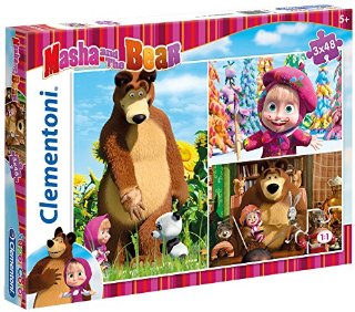 Clementoni 25200 - Masha e Orso Puzzle, 3 x 48 Pezzi