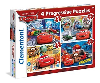 Clementoni 21510 - Set di 4 Puzzle Progressivi, Cars, 12/20/24/35 Pezzi