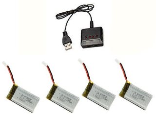 Creation® 4pcs 3.7V 1200mAh Lipo Batterie & 4 in 1 caricatore per Syma X5SW X5SC