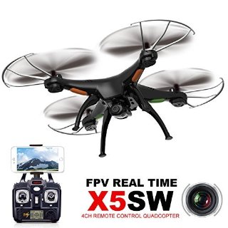 Syma X5SW (meglio di X5C) 4CH 2.4G 6-Axis Gyro Headless Quadricottero Support Mobile Phone Apple IOS Android Wi-Fi Wifi Control FPV HD 2.0MP Fotocamera 360-degree 3D Rolling Mode 2 RTF RC Quadcopter + Batteria *2 (Nero)