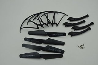 WayIn® Syma X5SW X5SC Quadcopter Pezzi di ricambio 4 * elica protezioni della protezione Landing Skid 8pcs Inclusi viti di montaggio (Nero)