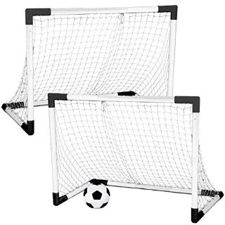 Set 2 Porte Porta Calcio Calcetto Pallone Allenamento Rete Sport Mondo 91,5x63cm