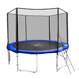 TecTake TRAMPOLINO ELASTICO DA GIARDINO SET CON RETE DI PROTEZIONE E SCALETTA 366 CM 12FT TÜV SÜD e sicurezza testata