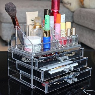 Ohuhu® Scatola Stoccaggio Organizzatore Cosmetico Makeup Acrilico Trasparente 3 Cassetti / Organizer Makeup Acrilico, 9,4