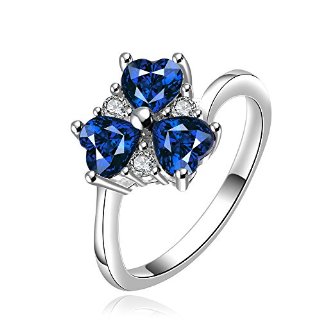 NYKKOLA New Fashion Jewelry-Sytle 925 massiccio, da donna, in argento Sterling, con cristallo a forma di cuore, colore: blu oceano