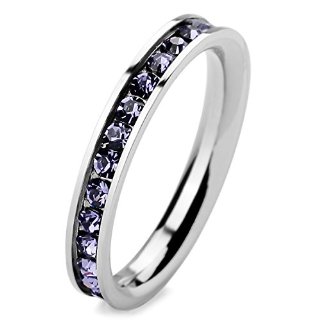 MunkiMix Acciaio Inossidabile Eternità Anello Anelli Banda Zirconia Cubica Zircone Chiaro Viola Matrimonio Donna