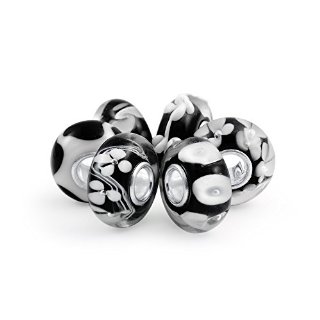 Bling Jewelry Onice Colore Bianco Nero di Murano Bundle Argento Adatto a Pandora