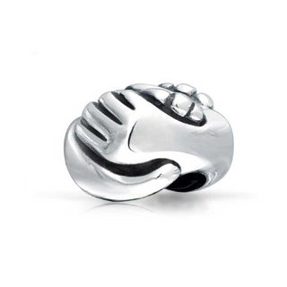 Bling Jewelry Argento Darsi la mano Stretta di mano Amicizia Bead Charm Adatto Pandora