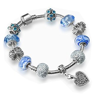 A TE®Bracciale charms da Donna e ragazza blu cristalli e ceramica Regalo festa SKU:JW-B33