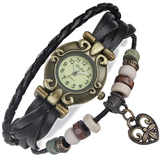 FLORAY Uomo e Donna Bracciale in pelle, Orologio da polso di bella, Braccialetto Lattice regolabile,Progettare con Cuore