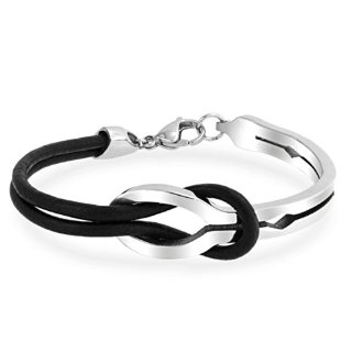 Commenti per Bling Jewelry Black Leather Mezza Cuff Infinity acciaio inossidabile Bangle Bracelet