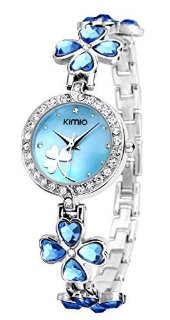 Ostan Donna Gioielli Cuore Cristalli Fiore Forma Rotondo Quadrante con Cubic Zirconia Braccialetto Orologi da Polso