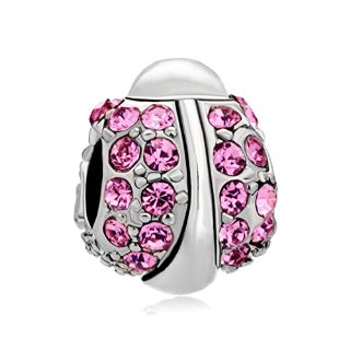 Birthstone Charms a forma di coccinella con cristalli rosa, motivo: 