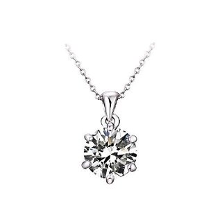 J&F - Collana da donna con pendente di cristallo Swarovski Crystal, placcata Rodio