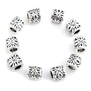 Ecloud Shop 10pz PERLINE IN ARGENTO TIBETANO X CHARMS BRACCIALI 8mm