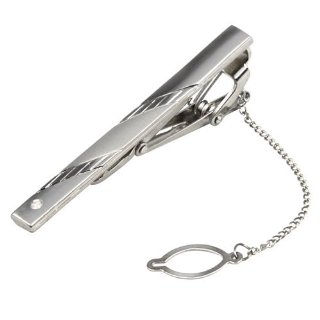 SODIAL (R) Uomini fermacravatte Argento semplice acciaio inox catenaccio clip