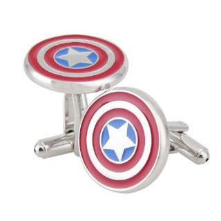 Rhodium Plated Captain America Cufflinks Marvel Comics Formal Wear