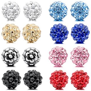 MunkiMix 4mm 6mm 8mm Acciaio Inossidabile Stallone Orecchini Cristallo Multicolore Palla Donna