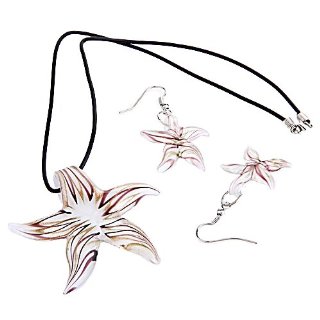 SODIAL(R) SET COLLANA ORECCHINI PENDENTE IN VETRO MURANO STELLA